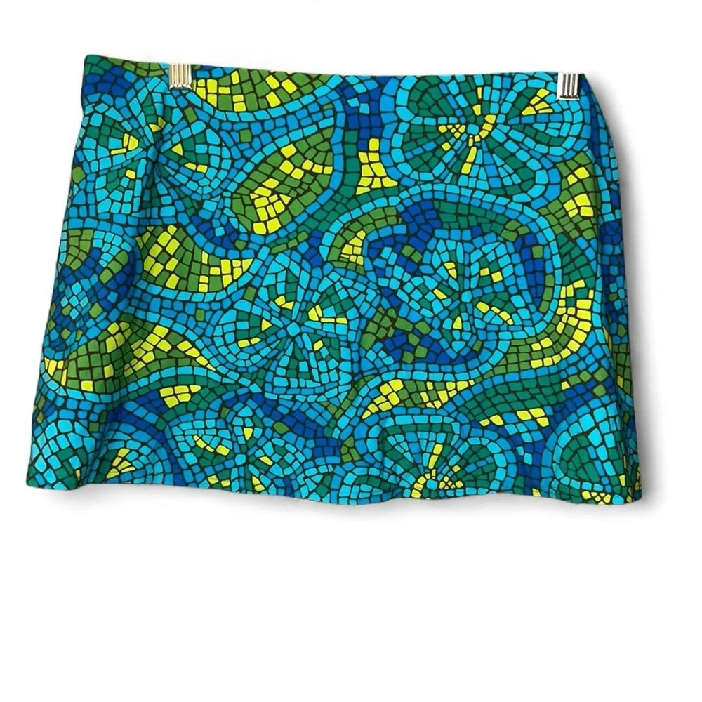 Victoria's Secret Blue and Green Mosaic Skirt swim skirt - Picture 2 of 7